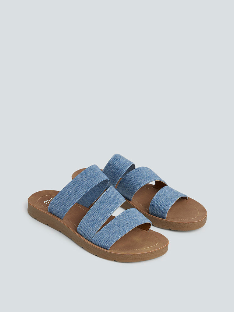 LUNA BLU Blue Denim Strap Slides